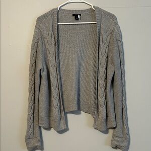 Halogen Women's Gray Cable open front Knit Cardigan Med.